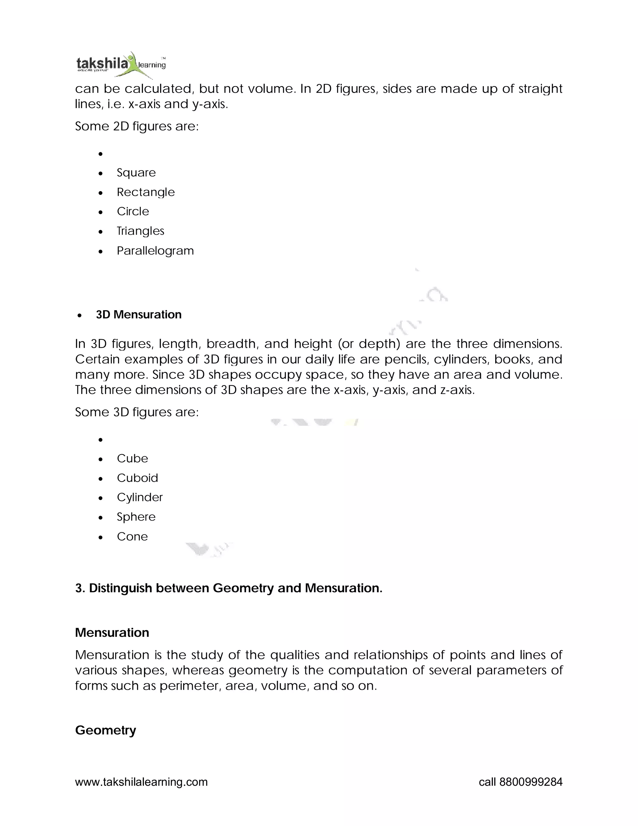Mensuration class 6 worksheet pdf