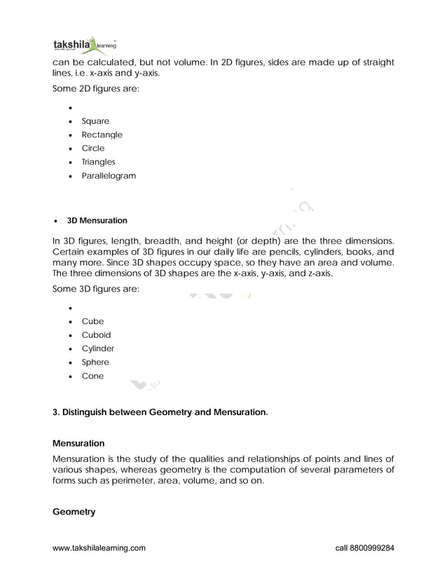 Mensuration class 6 worksheet pdf