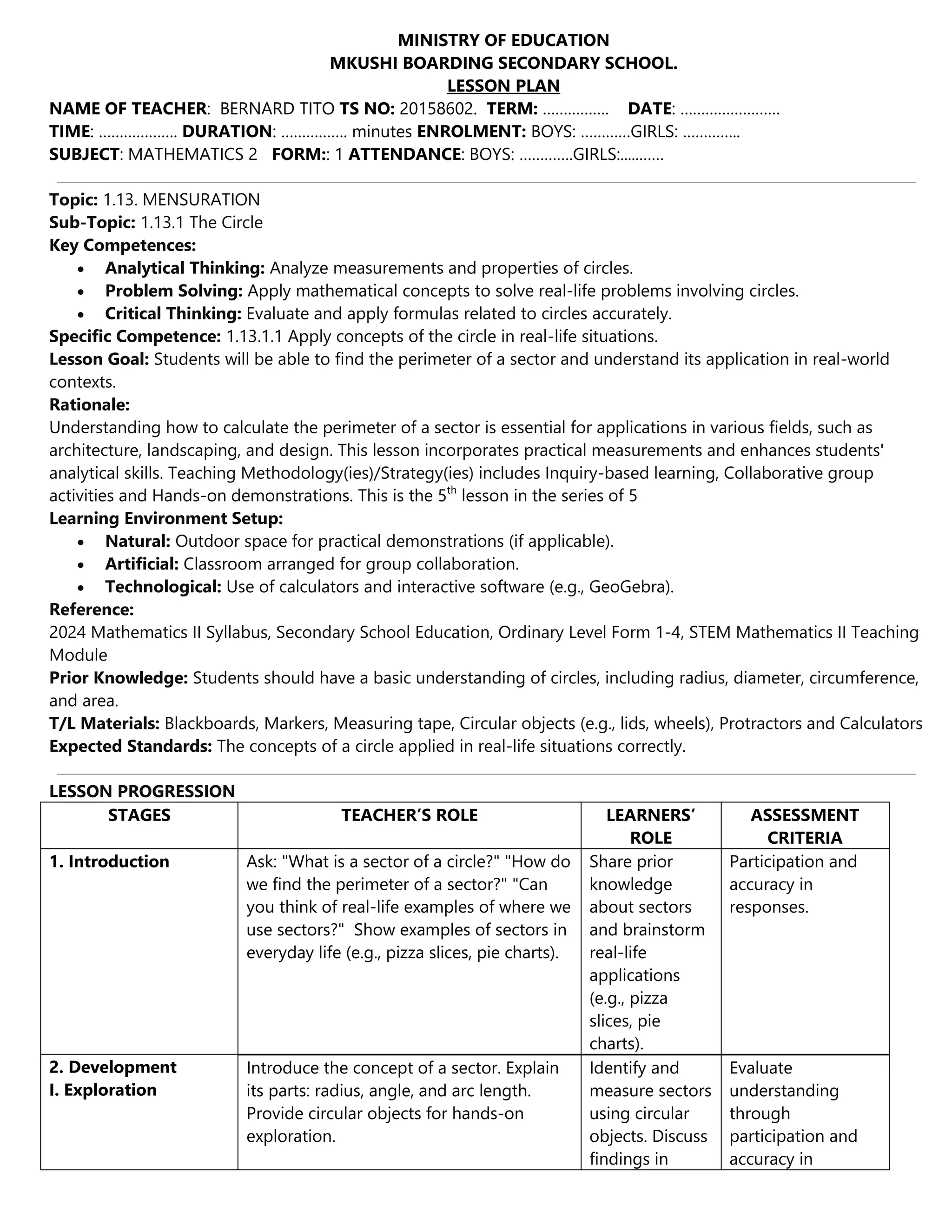 Mensuration Form 1 Lesson Plans for Secondaryschools.pdf
