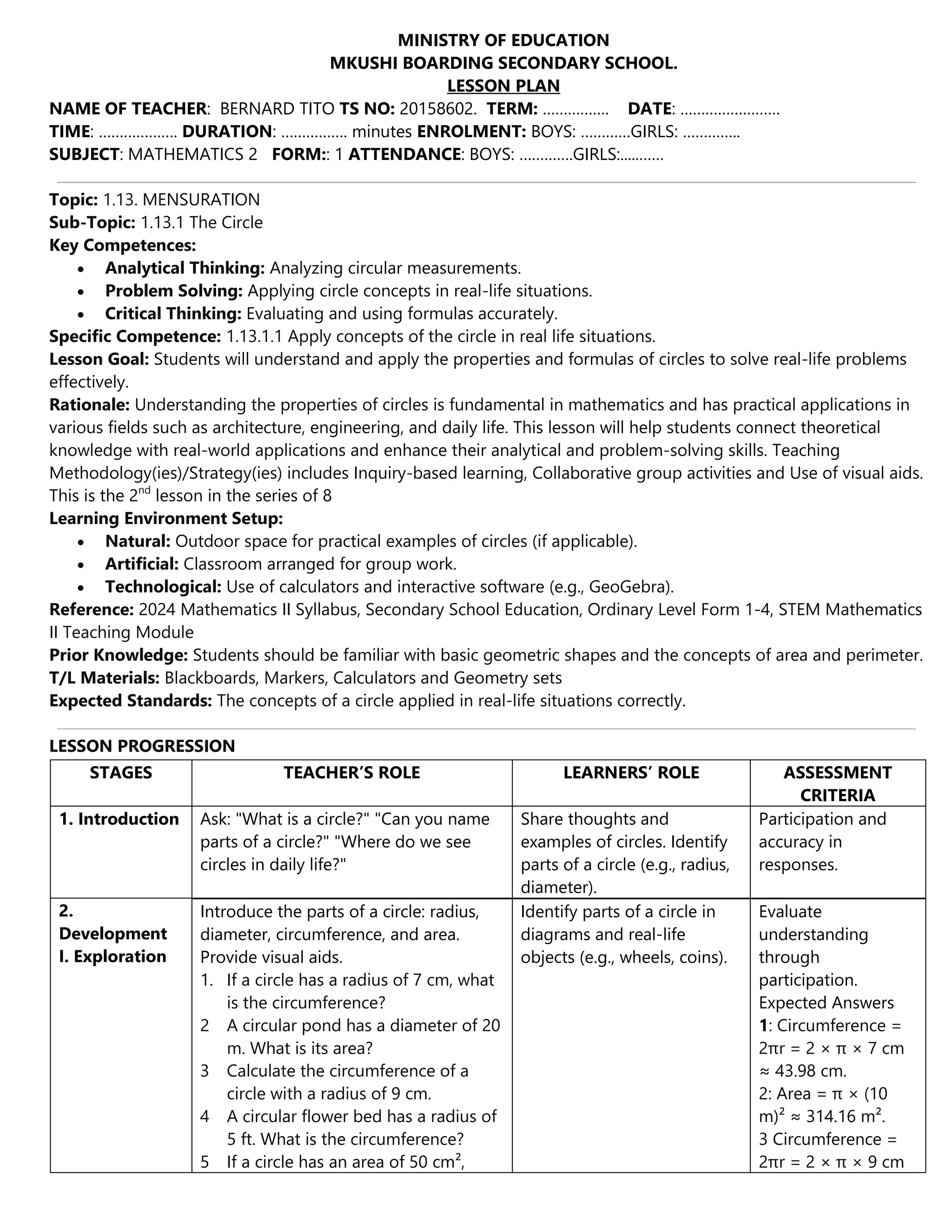 Mensuration Form 1 Lesson Plans for Secondaryschools.pdf