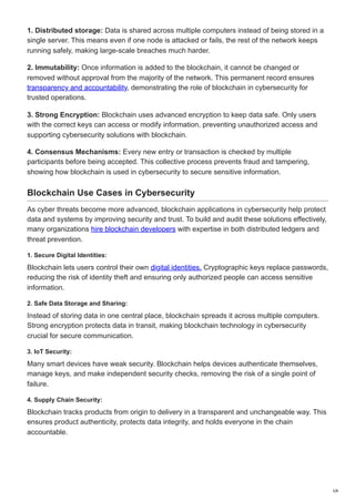 Role of Blockchain in Cybersecurity-Ment Tech Labs | PDF