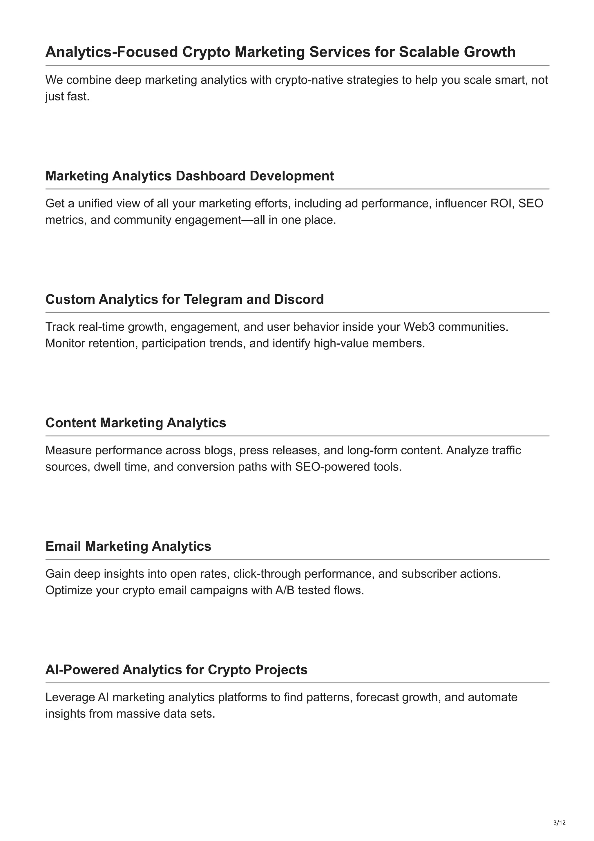 Marketing Analytics Services - Crypto Marketing Services | PDF