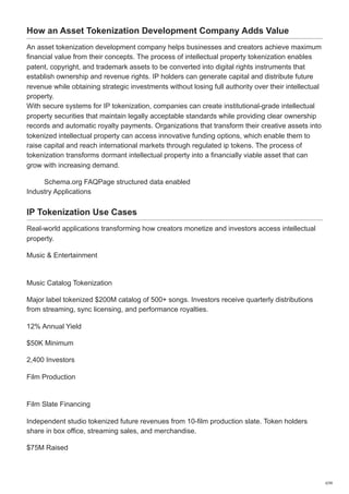 Ip Tokenization IP Tokenization | Turn Intellectual Property Into Digital Assets | PDF