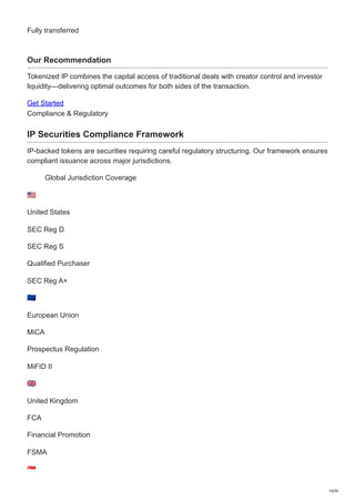 Ip Tokenization IP Tokenization | Turn Intellectual Property Into Digital Assets | PDF
