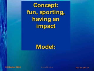 Concept: fun, sporting, having an impact Model: 
