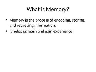 Understanding Mental Cognitive Processes: Memory and Attention ...