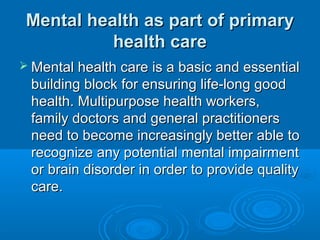 Mental health / primary health care | PPT