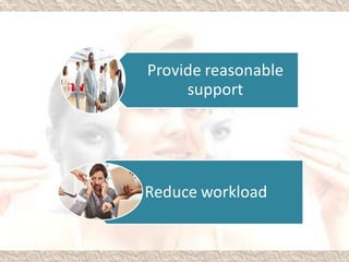 Provide reasonable
support
Reduce workload
 
