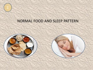 1
NORMAL FOOD AND SLEEP PATTERN
 