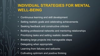 Mental Health and Wellbeing especially in a workplace | PPTX