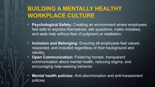 Mental Health and Wellbeing especially in a workplace | PPTX
