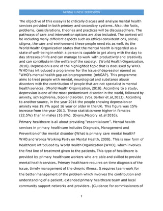 mental health writing assignment