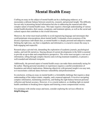 Mental Health Essay pdf