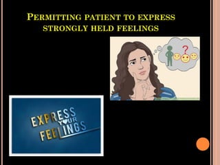PERMITTING PATIENT TO EXPRESS
STRONGLY HELD FEELINGS
 