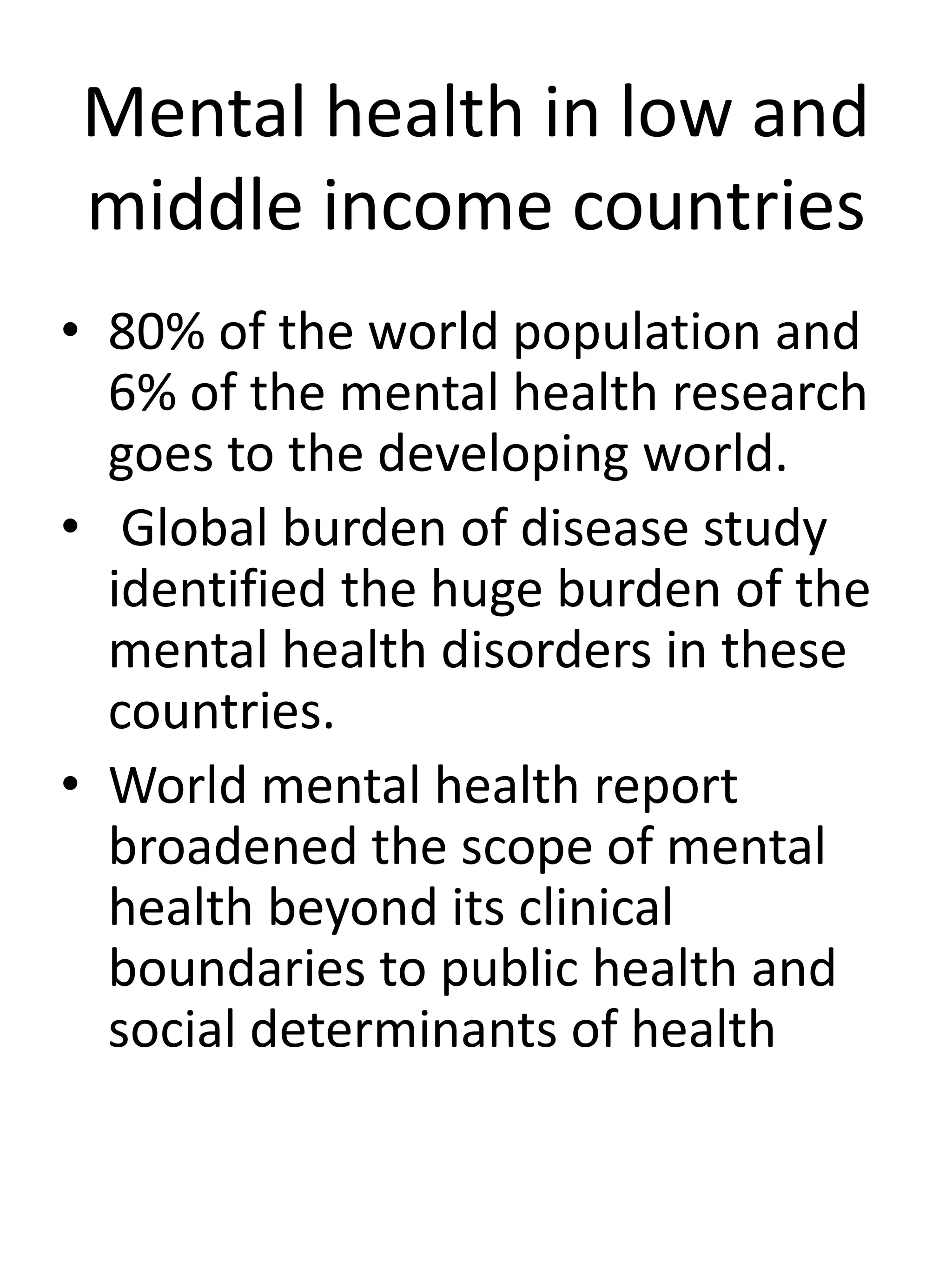 Mental health in low and middle income countries | PPTX