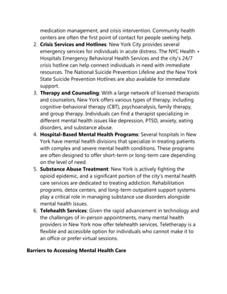 Mental Health Support in New York: Access, Services, and Resources | DOCX