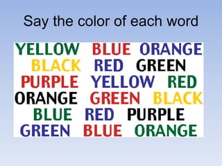 Say the color of each word
 