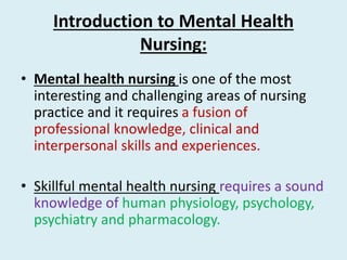 MENTAL HEALTH NURSING PPT.pdf according to different content | PDF