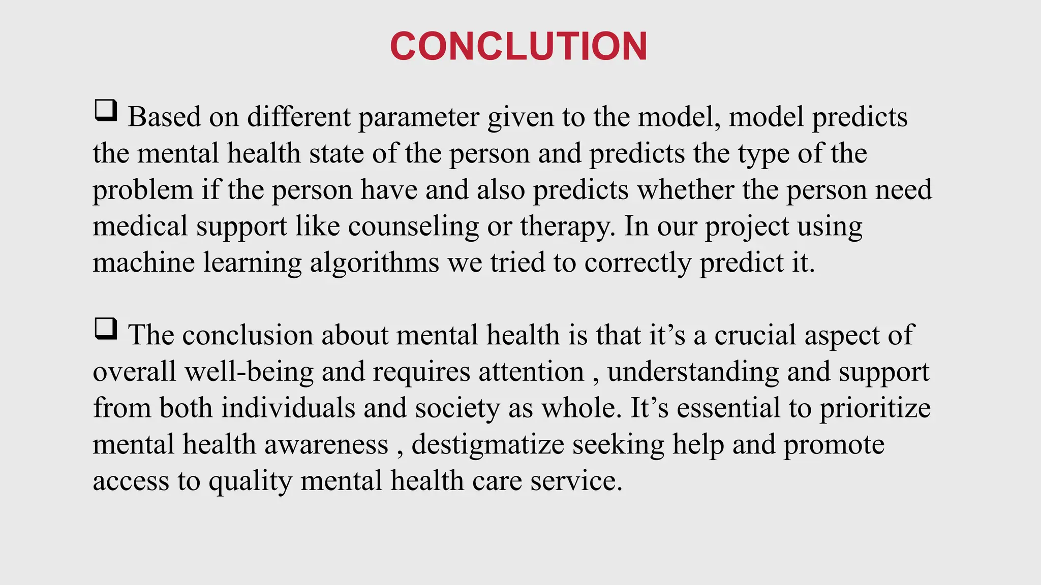 Mental Health Prediction System Using Machine Learning | PPTX