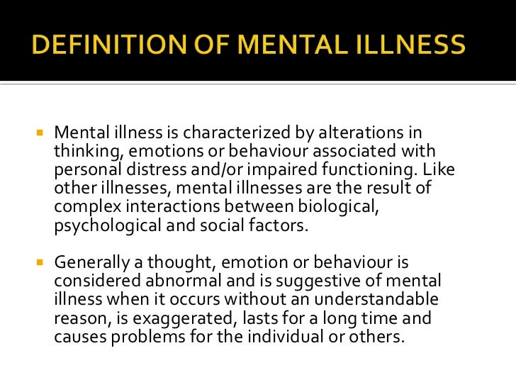 Mental health presentation