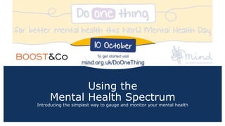 Using the
Mental Health Spectrum
Introducing the simplest way to gauge and monitor your mental health
 