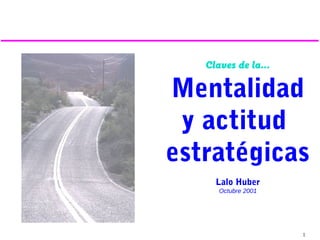 Claves de la...

Mentalidad
y actitud
estratégicas
Lalo Huber
Octubre 2001

1

 