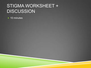 Stigma Worksheet + Discussion10 minutes
