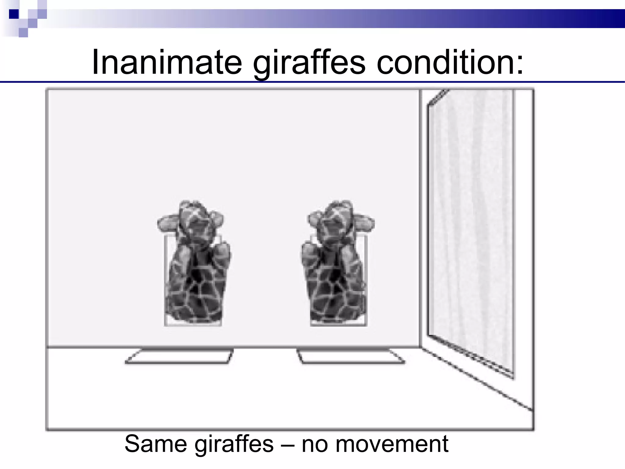Inanimate giraffes condition:




  Same giraffes – no movement
 