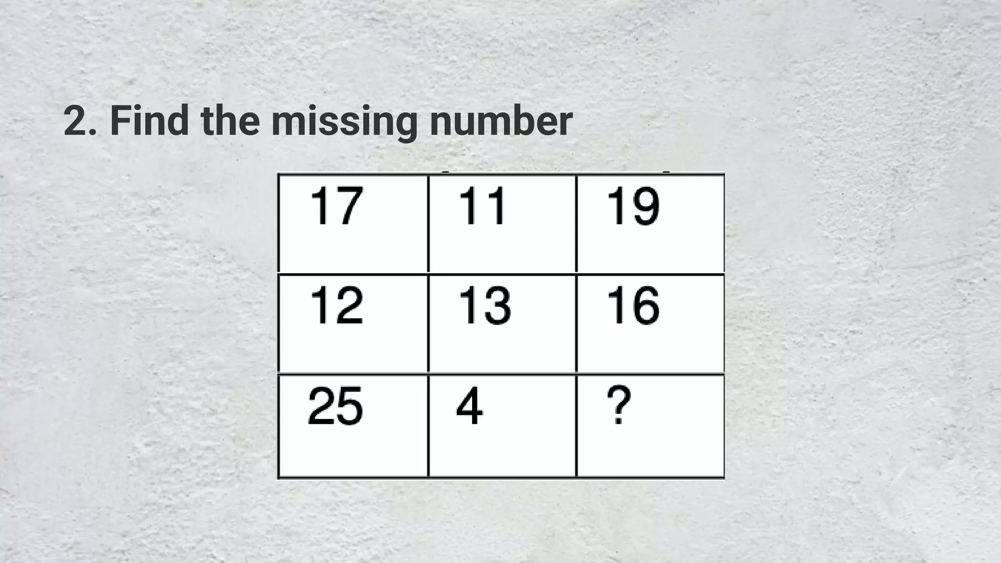 2. Find the missing number
 