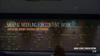 Mental Modeling For Content Work
CONTEXTUAL INQUIRY, PERSONAS AND PLANNING
DANIEL EIZANS | CONFAB CENTRAL
5.7.14
 