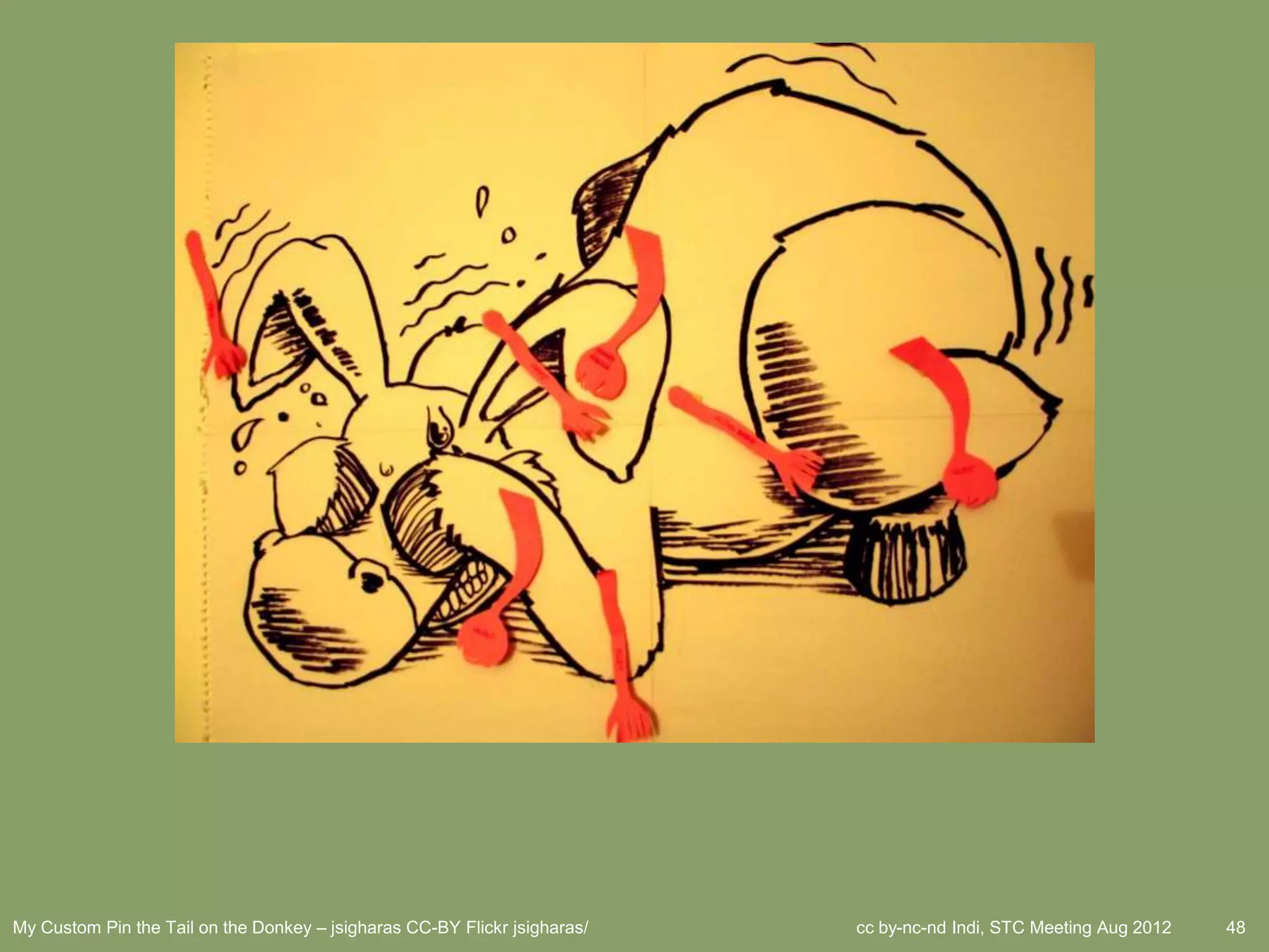 My Custom Pin the Tail on the Donkey – jsigharas CC-BY Flickr jsigharas/   cc by-nc-nd Indi, STC Meeting Aug 2012   48
 