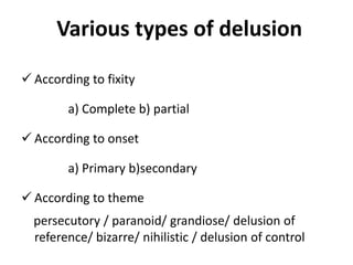 Delusion Reference Mental state examination | PPTX