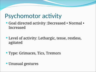 MENTAL STATUS EAMINATION[MSE] for undergraduates (Psych) | PPT