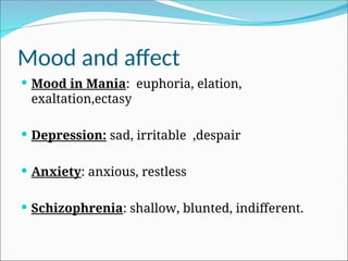 MENTAL STATUS EAMINATION[MSE] for undergraduates (Psych) | PPT