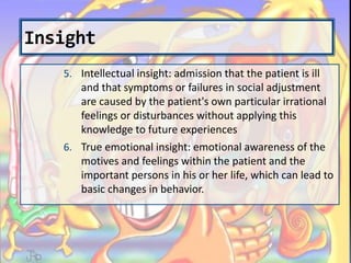 Levels Of Insight Mental Status Examination.ppt