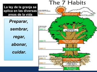 21
La ley de la granja se
aplica en las diversas
areas de la vida
Preparar,
sembrar,
regar,
abonar,
cuidar.
 
