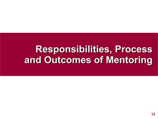 Responsibilities, Process and Outcomes of Mentoring 