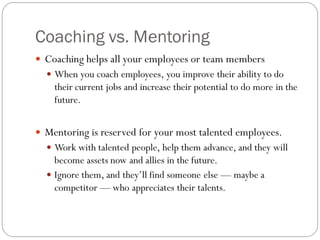 Mentoring &amp; coaching