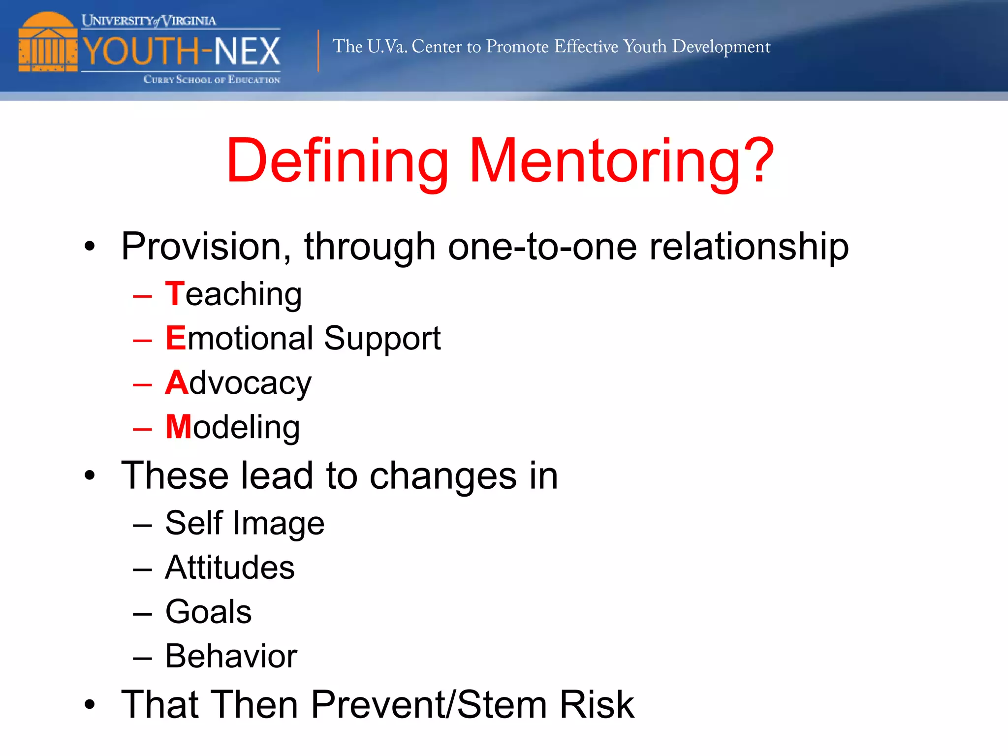 The U.Va. Center to Promote Effective Youth Development

How Adolescent Trajectories Can Relate to
Early Adolescent Functioning

 