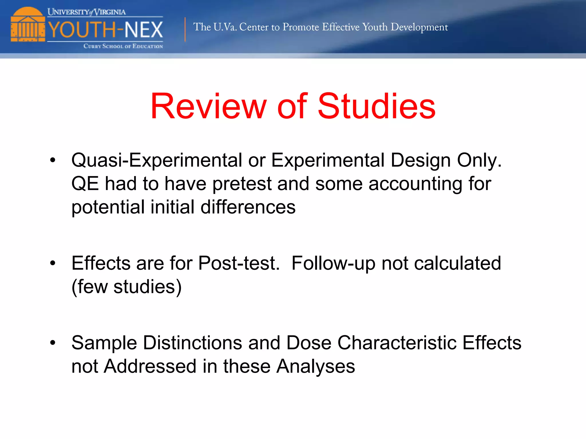 The U.Va. Center to Promote Effective Youth Development

Father by Age 25?
90
80
70
Percent

60
50
40
30
20
10
0
Minimal

Chronic Minor

Escalator

χ2(3,N=178)=2.78, ns, But, Escalators < Others

Serious, Chronic,
Violent

 