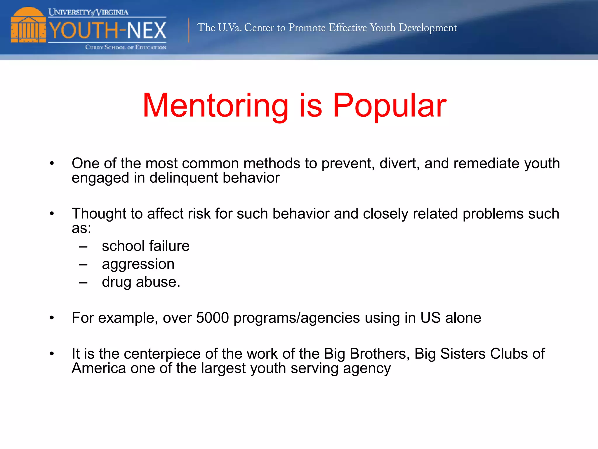 The U.Va. Center to Promote Effective Youth Development

Transition or Further Trajectory?
• Past Predicts But Not Well
• Enter At Different Age With Different Supports,
Possibilities
• Different Opportunities
• For Many Transition is Transitional
• Co-Occurring Development of Family, Friends, Society
All are Same (Transition), All are Similar to a Subgroup
(Variations), All are Unalike (Individual Variations)

 
