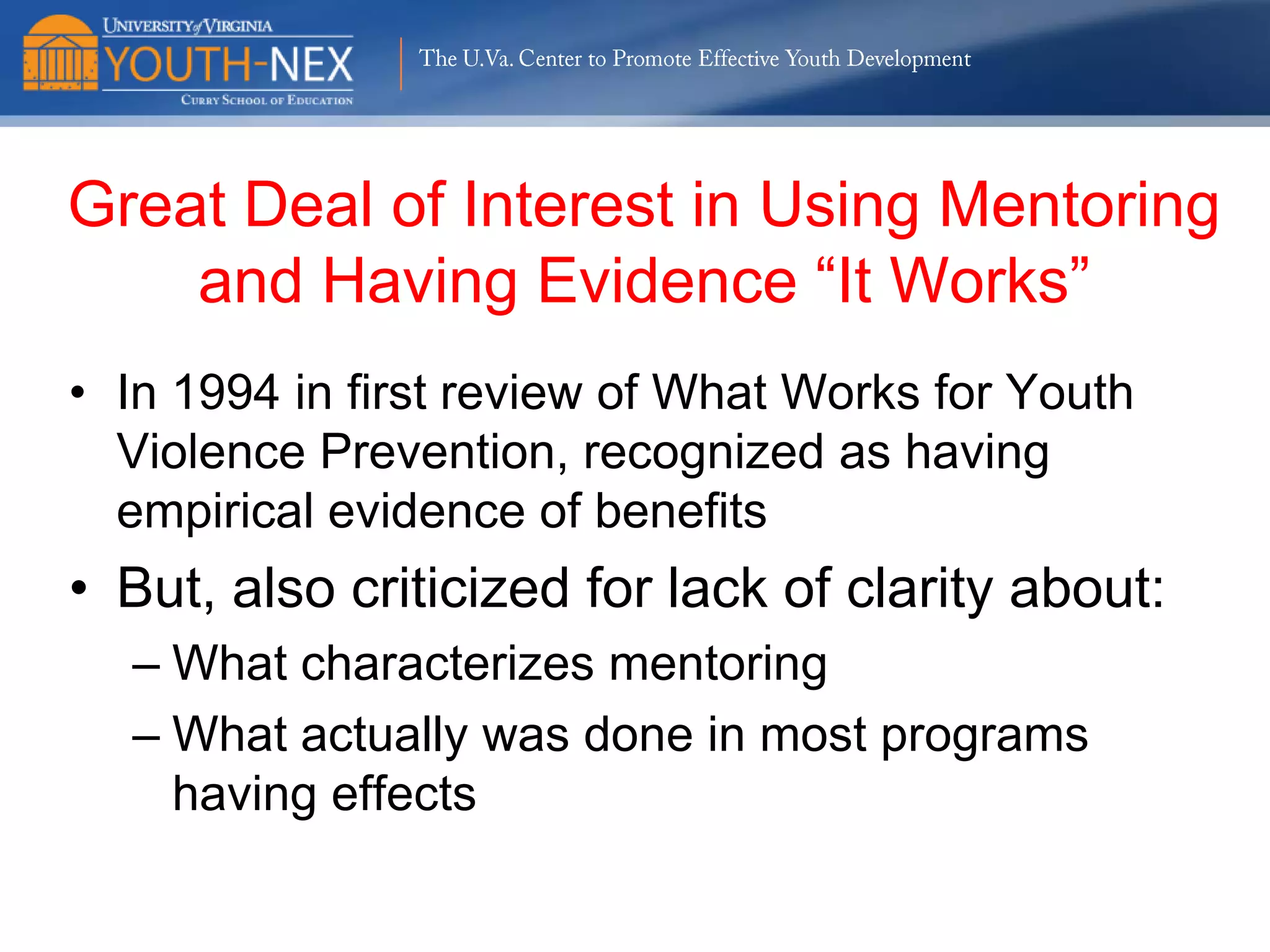 The U.Va. Center to Promote Effective Youth Development

 