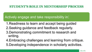 MENTORING OF STUDENTS IN RESEARCH SKILLS | PDF