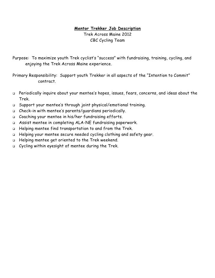 Mentor Job Description Mentor Job Description
