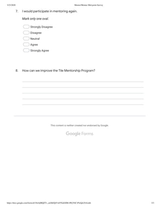 Mentor mentee mid point survey | PDF
