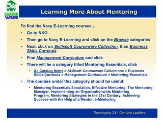 Some Final Thoughts For a Successful Mentor-Protégé RelationshipMentoring is a relationshipEqual participation in the mentoring relationship is a mustThere needs to be an understanding from both parties about what is to be learned, how the transfer of learning will take place, and how the learning will be monitored and evaluatedThrough the sharing of resources and time, both mentor and protégé should benefit