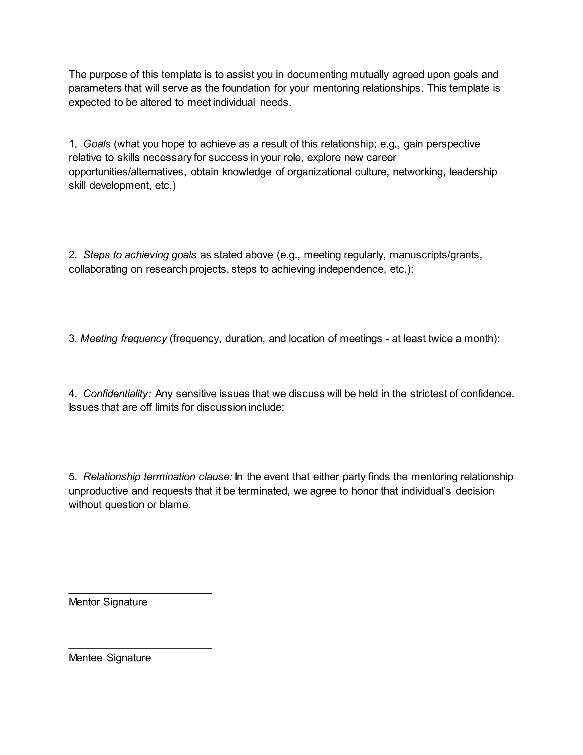 Mentorship agreement PDF