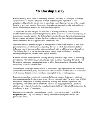 Mentorship Essay Pdf Mentorship Essay Pdf