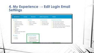 4. My Experience → Edit Login Email
Settings
 