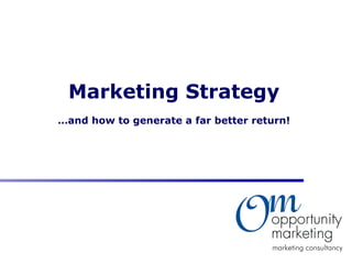 Marketing Strategy … and how to generate a far better return! 